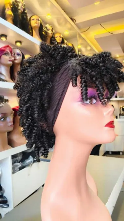 Babe curl afro puff headband wig 